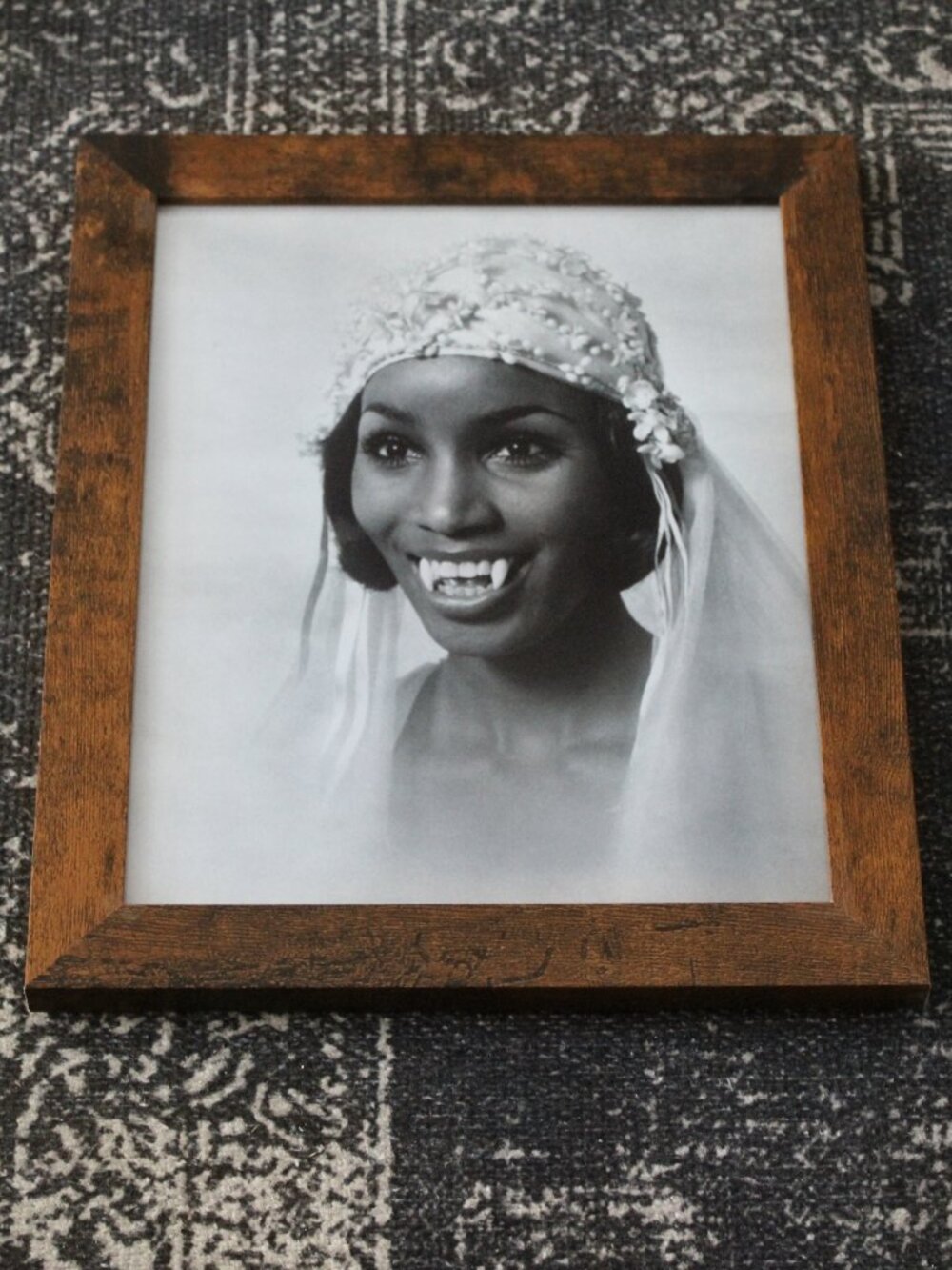 Framed 8x10 Vintage Black Vampire Bride Photo Print - Gothic Horror Wall Art